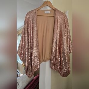 Ces Femme Peach Sequined Open Jacket